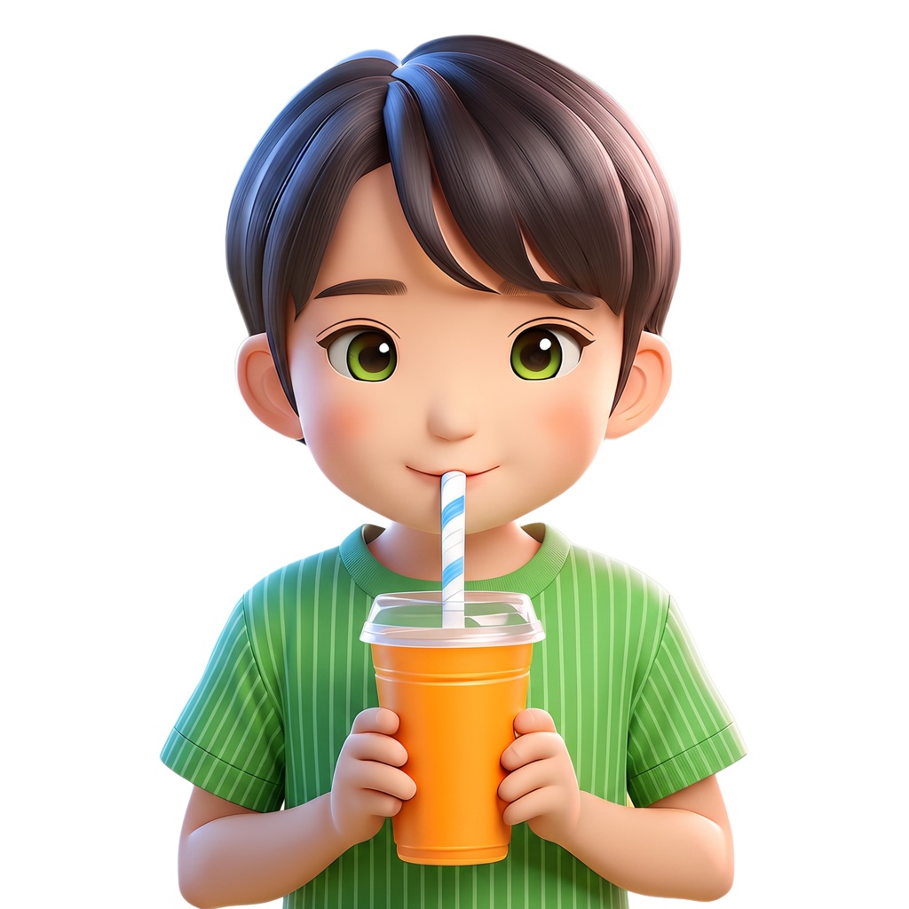 ドリンクを飲む男の子イラスト