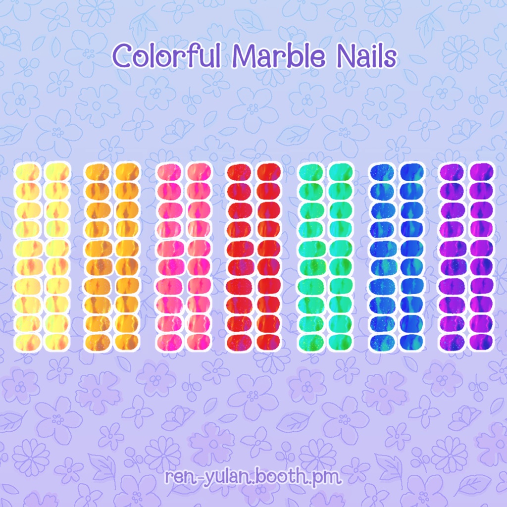 Colorful Marble Nails | VRoid