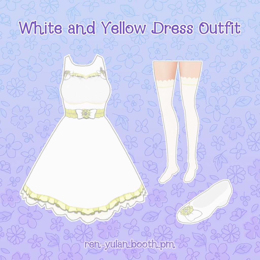White and Yellow Dress Outfit | VRoid