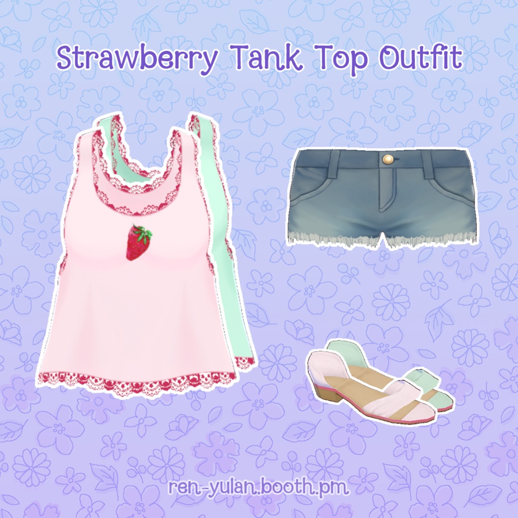 Strawberry Tank Top Outfit | VRoid