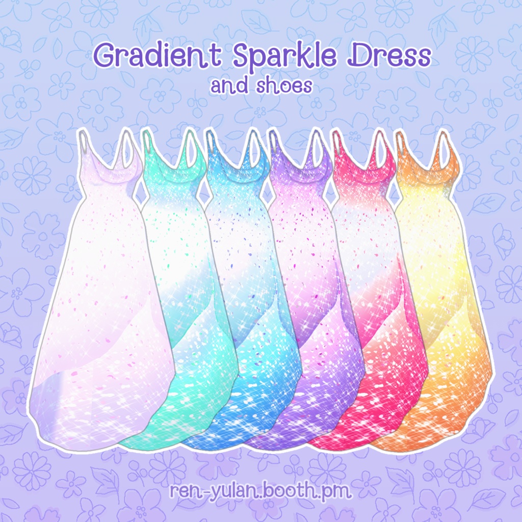 Gradient Sparkle Dress and Shoes | VRoid