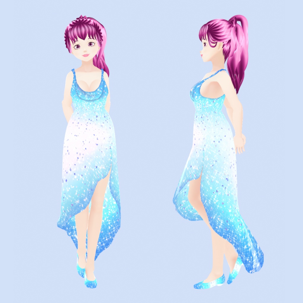 Gradient Sparkle Dress and Shoes | VRoid