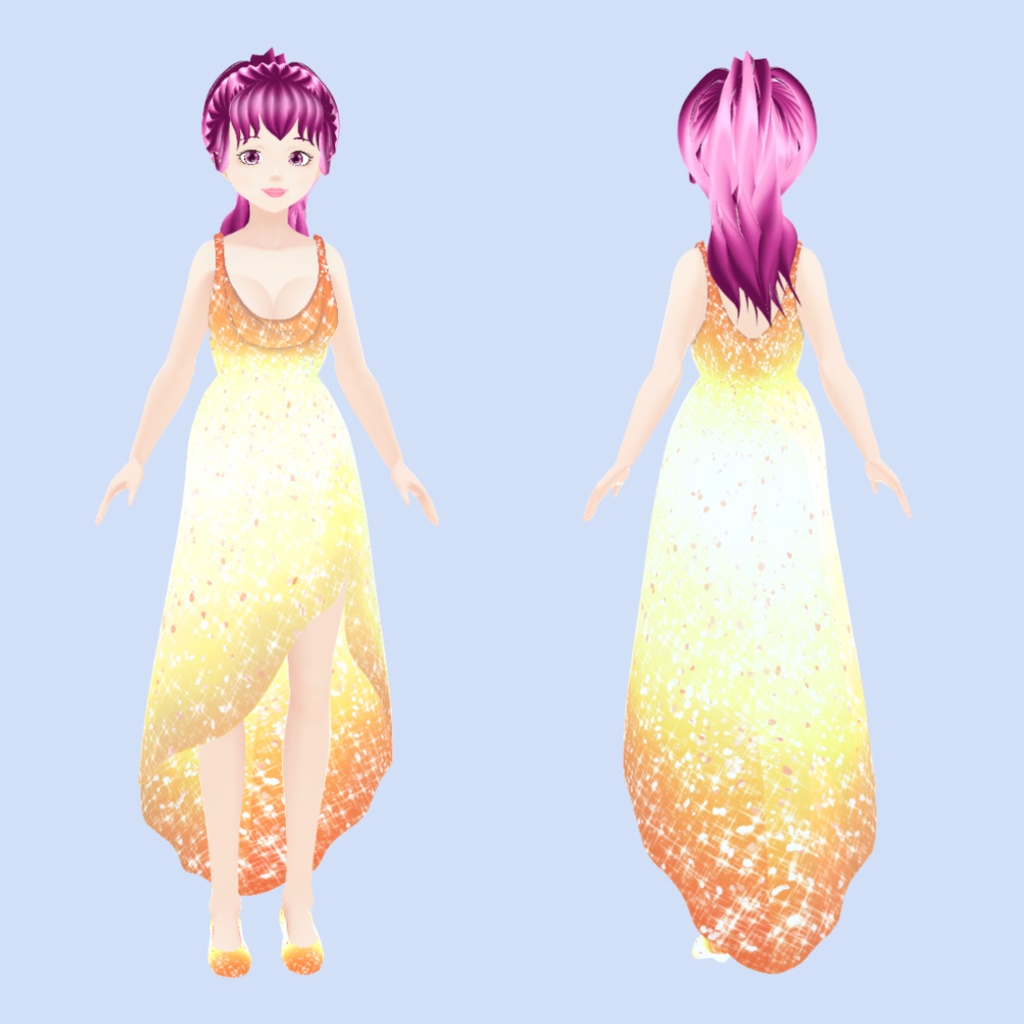 Gradient Sparkle Dress and Shoes | VRoid
