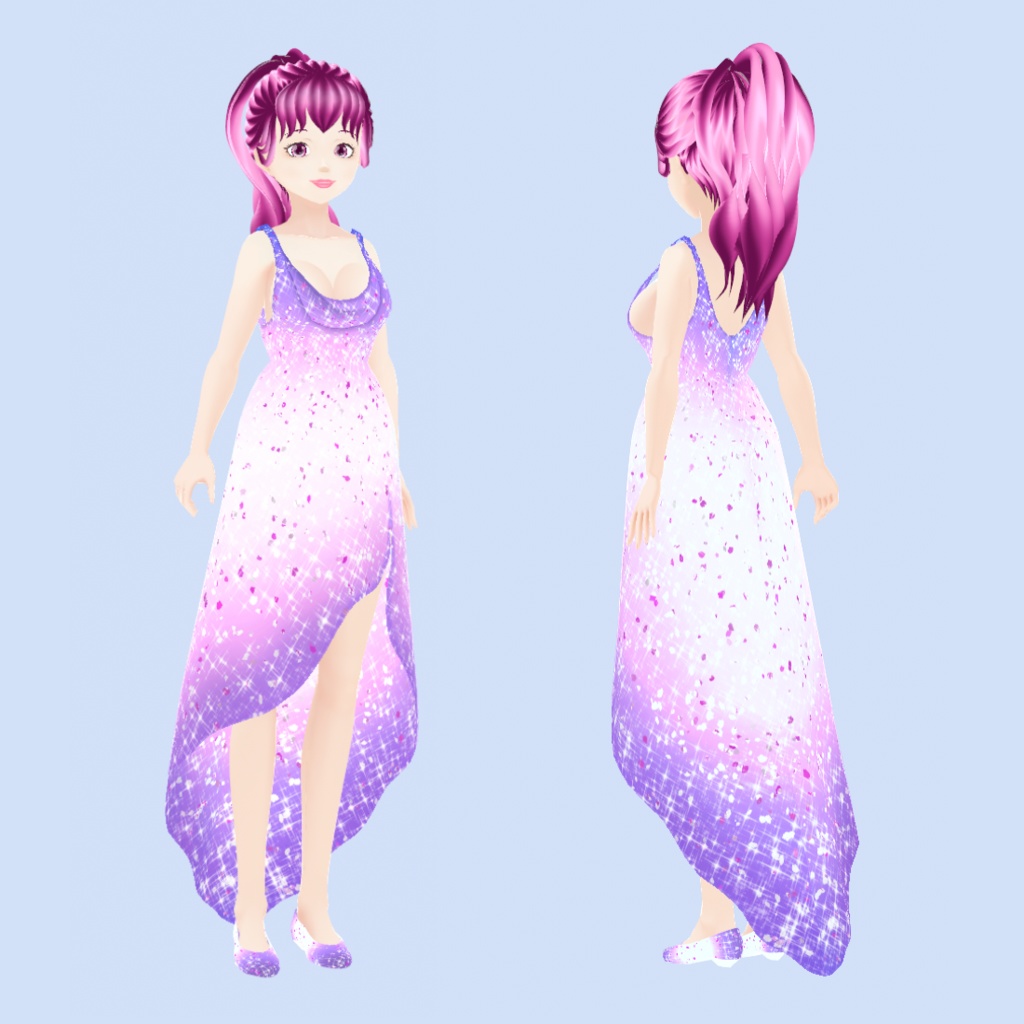 Gradient Sparkle Dress and Shoes | VRoid