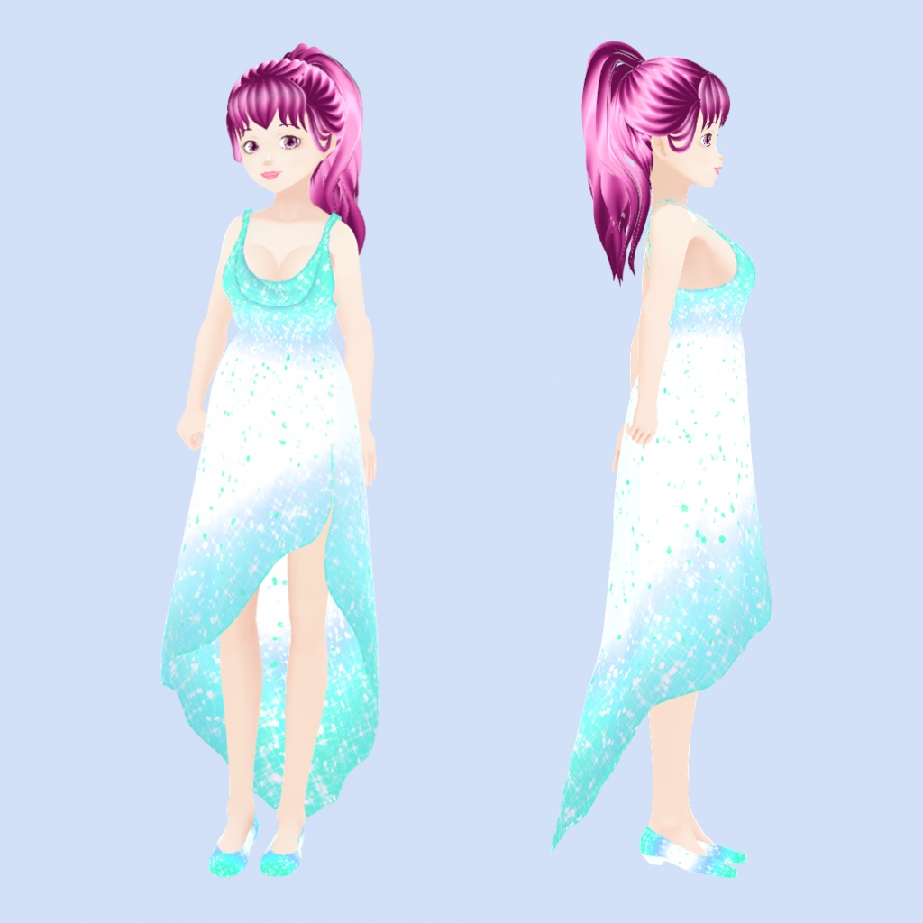 Gradient Sparkle Dress and Shoes | VRoid