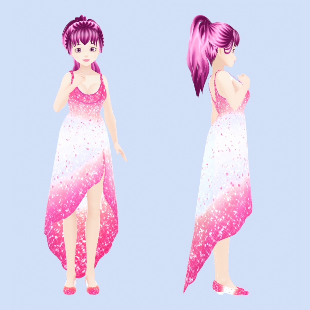 Gradient Sparkle Dress and Shoes | VRoid