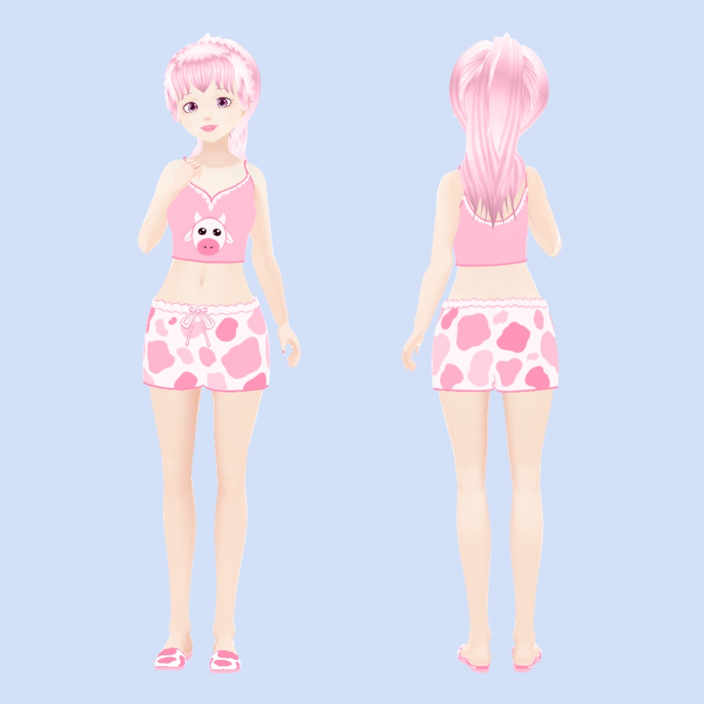 Pink Cow Theme Loungewear | VRoid