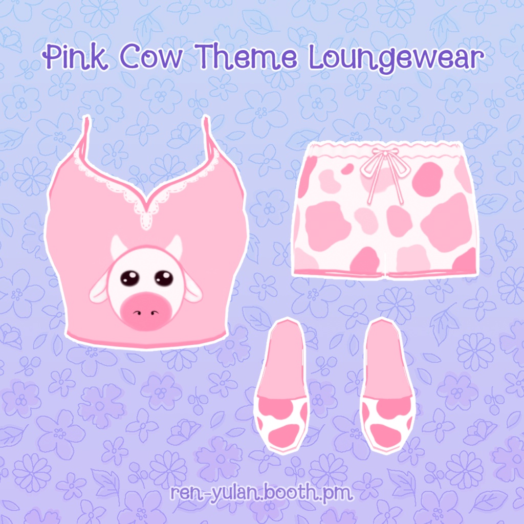 Pink Cow Theme Loungewear | VRoid