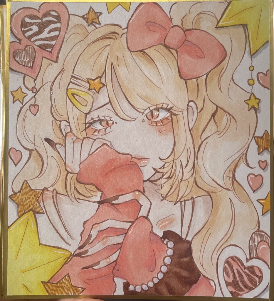 ミニ色紙 姫ギャル オリジナルイラスト