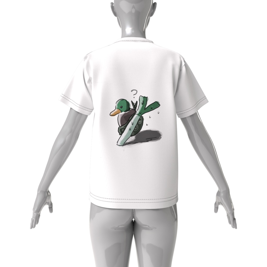 カモを背負うネギのTシャツ【ビッグシルエット 両面】
