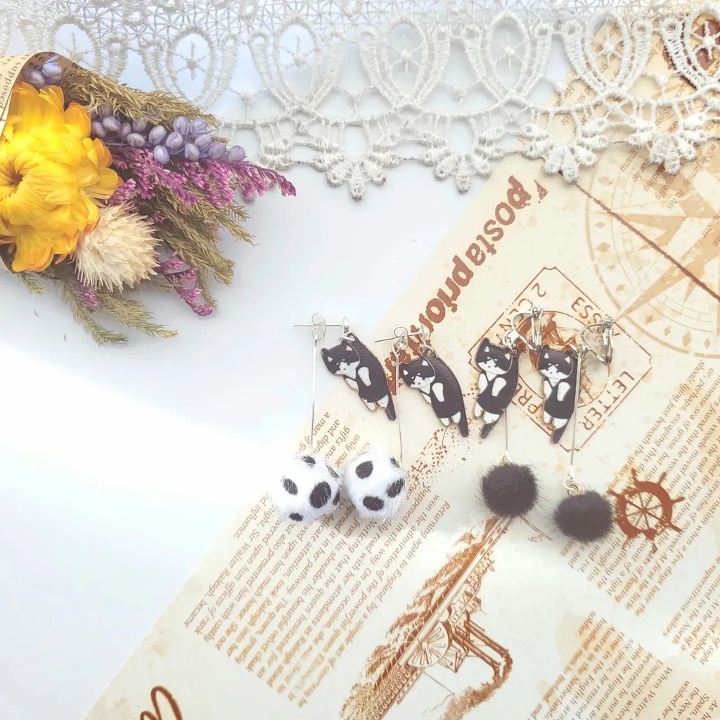 ブラブラ猫ちゃんピアス イヤリングB級品