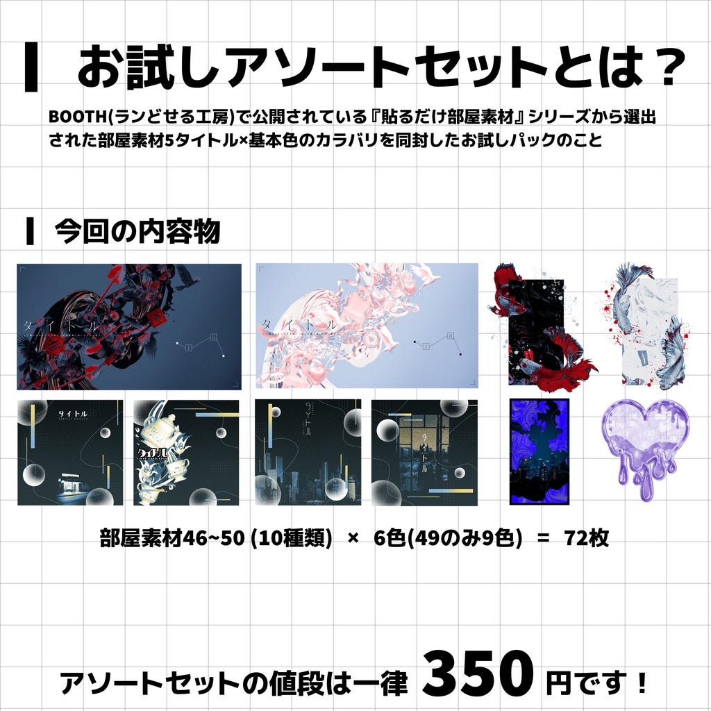 貼るだけ部屋素材お試しアソートセット46~50版【ココフォリア・TRPG】