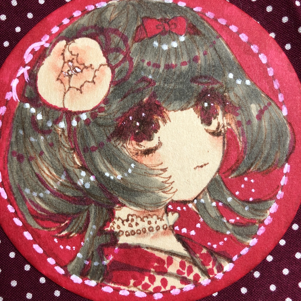手描きイラスト イラスト原画 オリジナル 紅乙女 円形原画 Yawaraka029 Booth 手描きイラスト イラスト原画 オリジナル 紅乙女 円形原画 Yawaraka029 Booth
