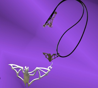 飛ぶコウモリのネックレス　(ステンレス製・チョーカータイプ)
