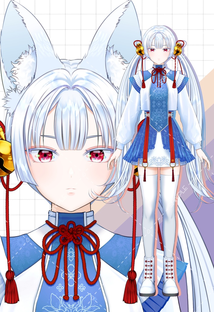【live2d モデル】 白狐White fox model