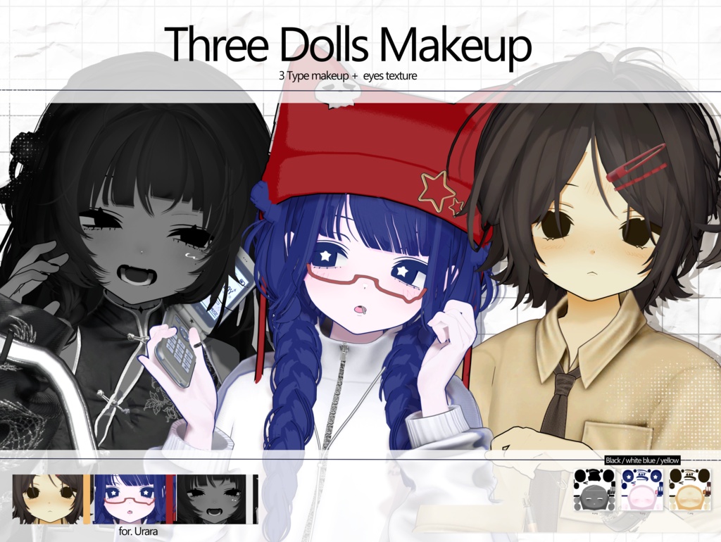 SALE ₊˚✮ [ Urara ] Three Dolls Makeup  +  eyes texture + Face Blendshapes ✮˚₊ 