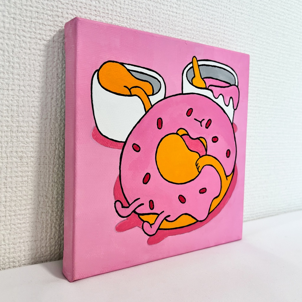 キャンバス絵 -穴埋いちごドーナッツ-