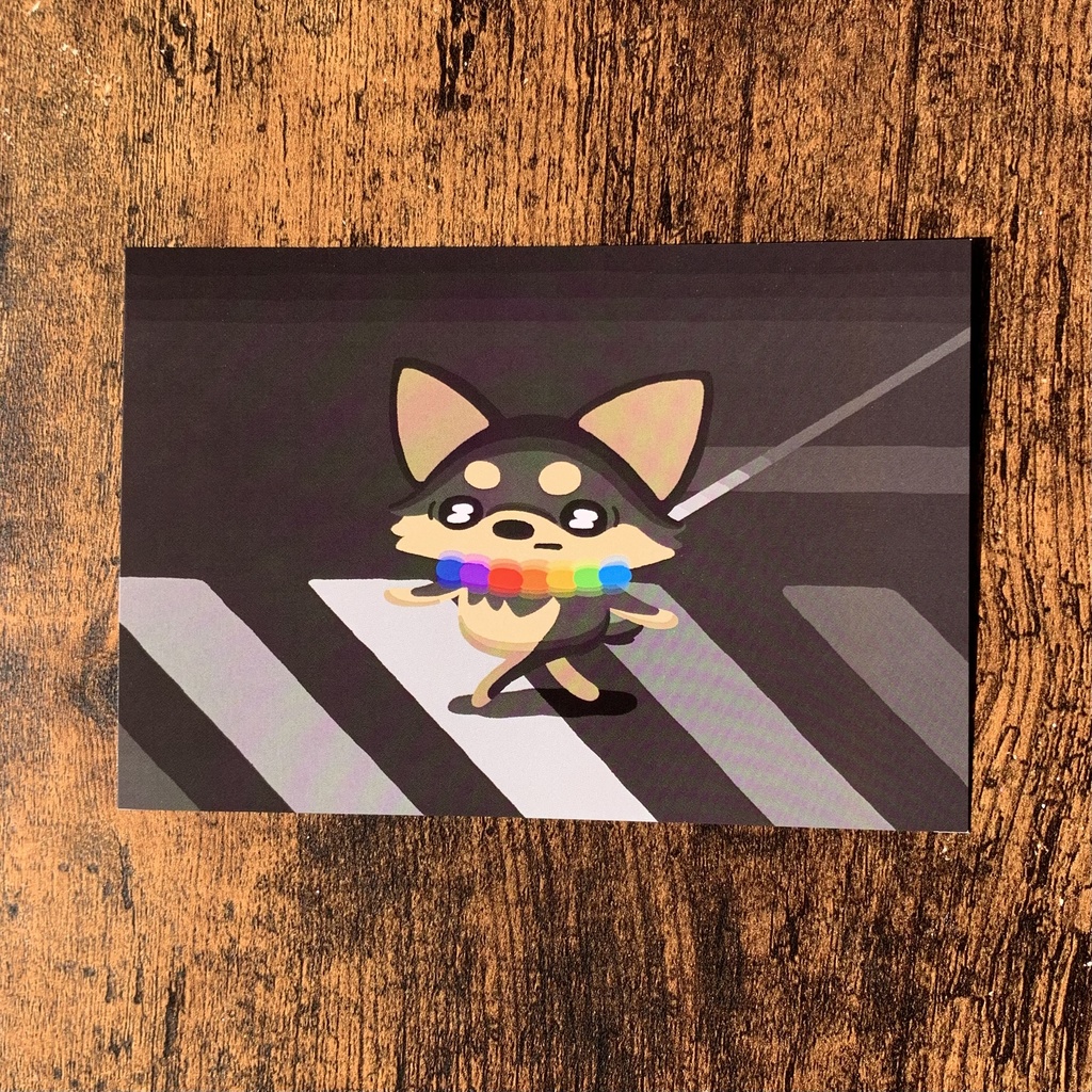 ポストカード　-虹色さんぽ(ろんぐこ〜とちわわ)-