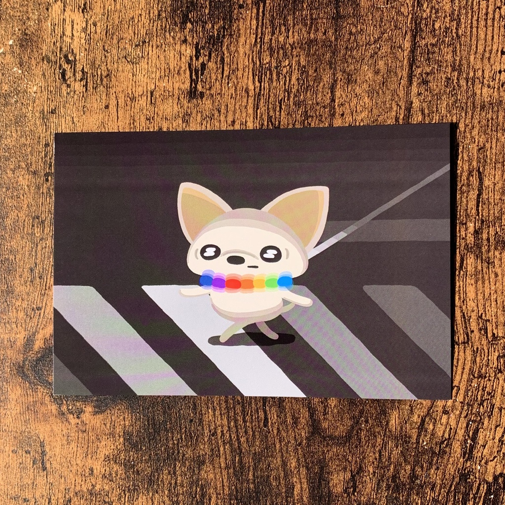 ポストカード　-虹色さんぽ(すむ〜すこ〜とちわわ)-