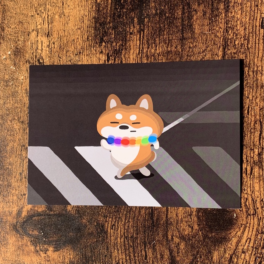 ポストカード　-虹色さんぽ(しば)-