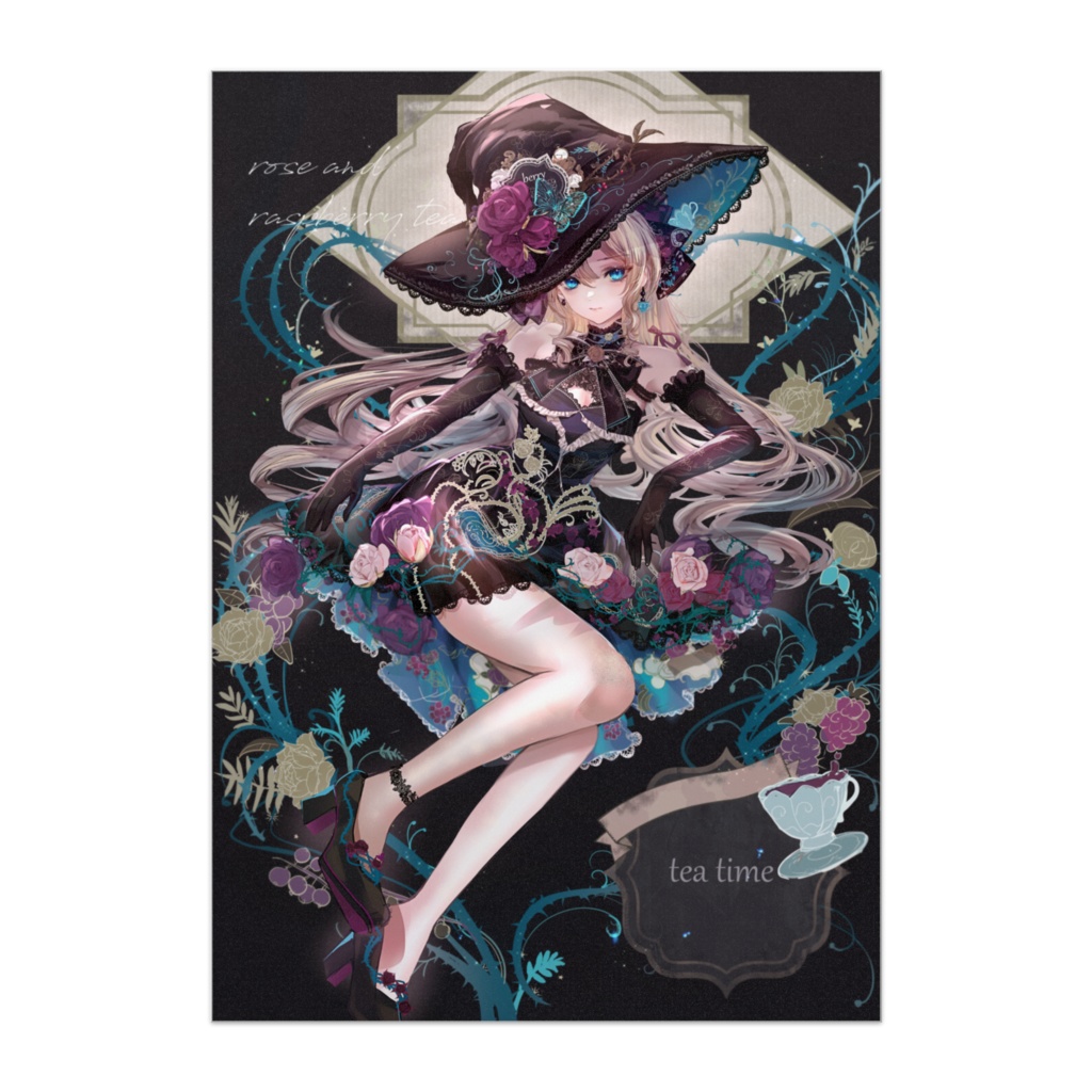 紫バラとベリーの紅茶魔女パネル