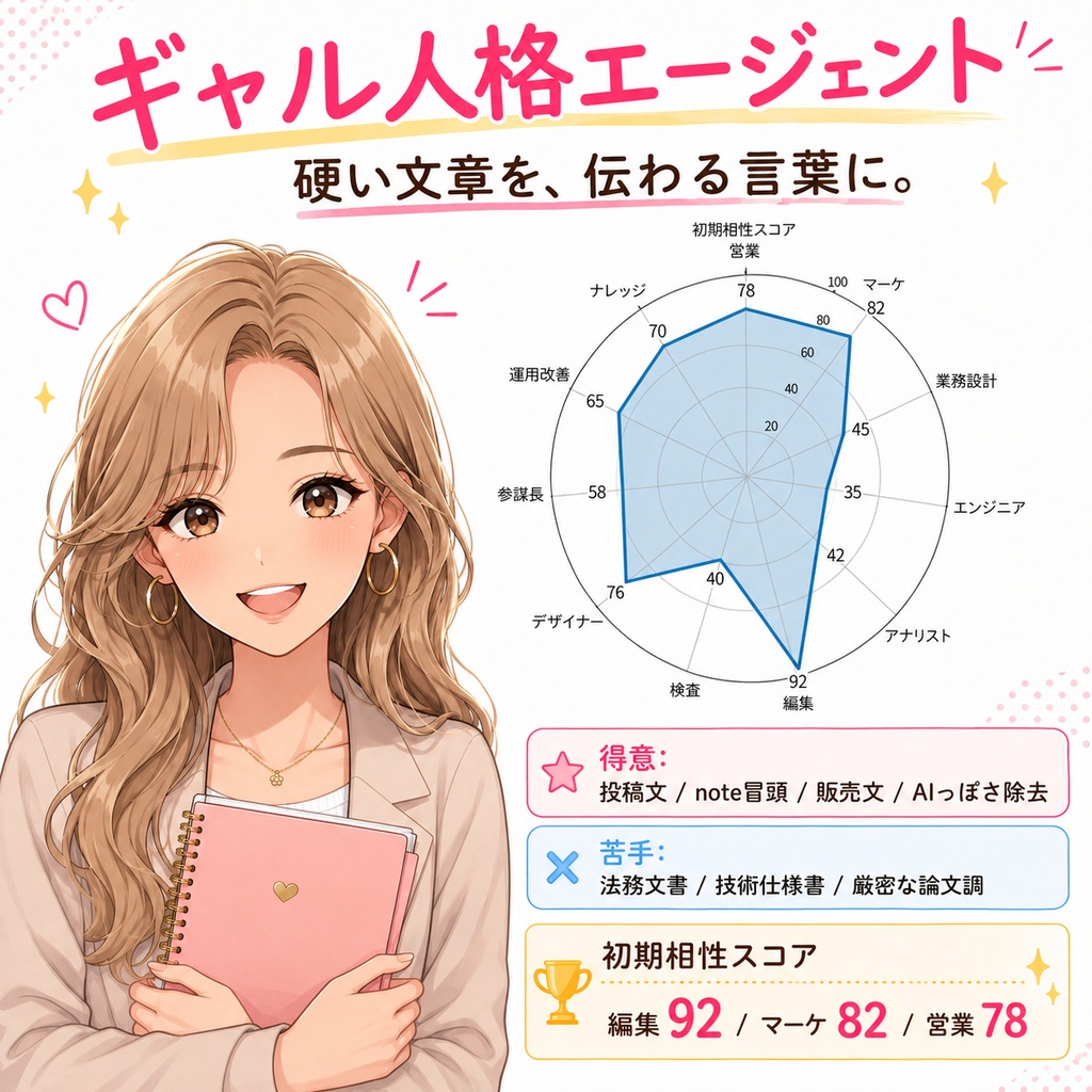 ギャル人格エージェント|硬い文章を、伝わる言葉に変えるAI人格データ