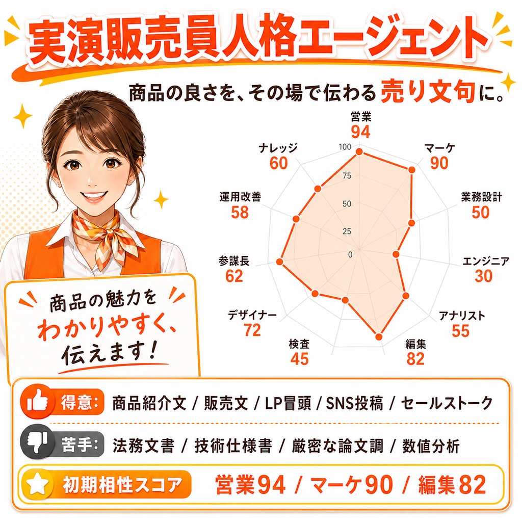 実演販売員人格エージェント