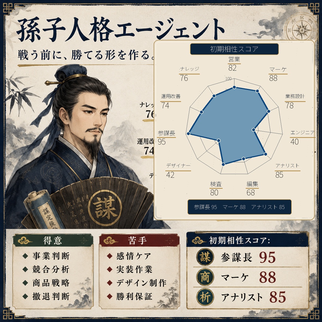 孫子人格エージェント:『孫子の兵法』全篇を判断OSにしたAIデータ