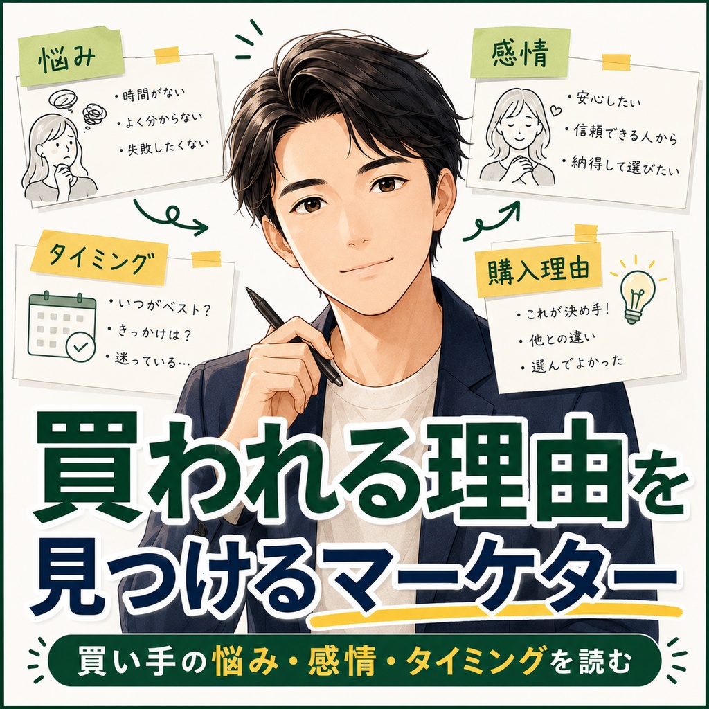 買われる理由を見つけるマーケター 人格エージェント｜買い手の悩み・感情・タイミングを読むAIデータ