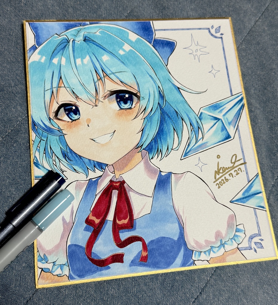 【東方project】チルノ　中サイズ色紙　フルカラーイラスト