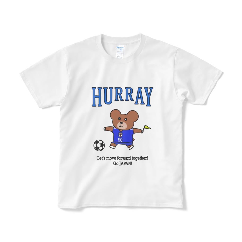 フレーフレーくまさんＴシャツ（サッカー日本代表を応援するくまさん）