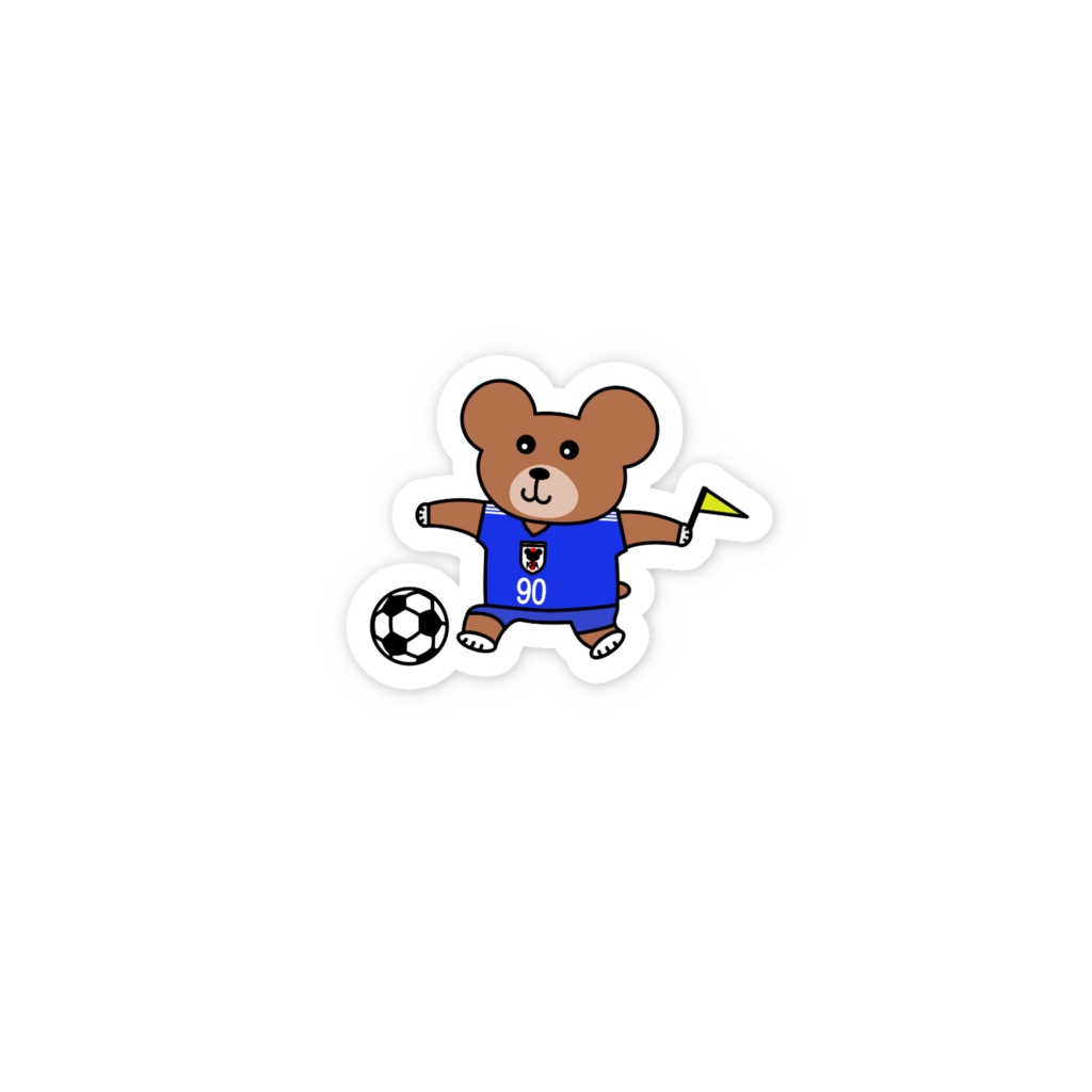フレーフレーくまさんスマホステッカー(サッカー日本代表を応援するくまさん)