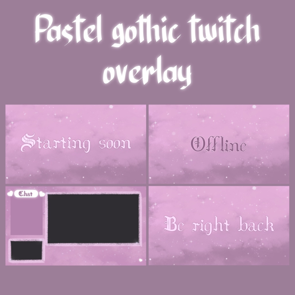 Pastel gothic twitch stream overlay pack | かわいい