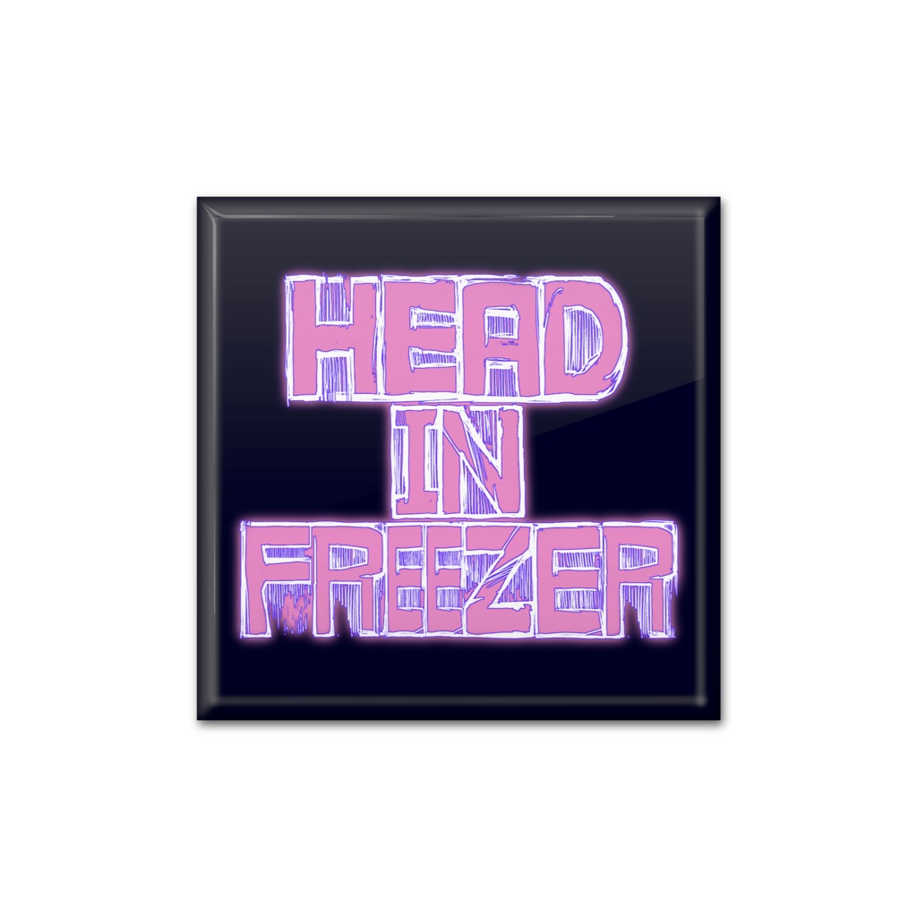 フリーゲーム「HEAD IN FRIDGE」タイトルロゴ バッチ