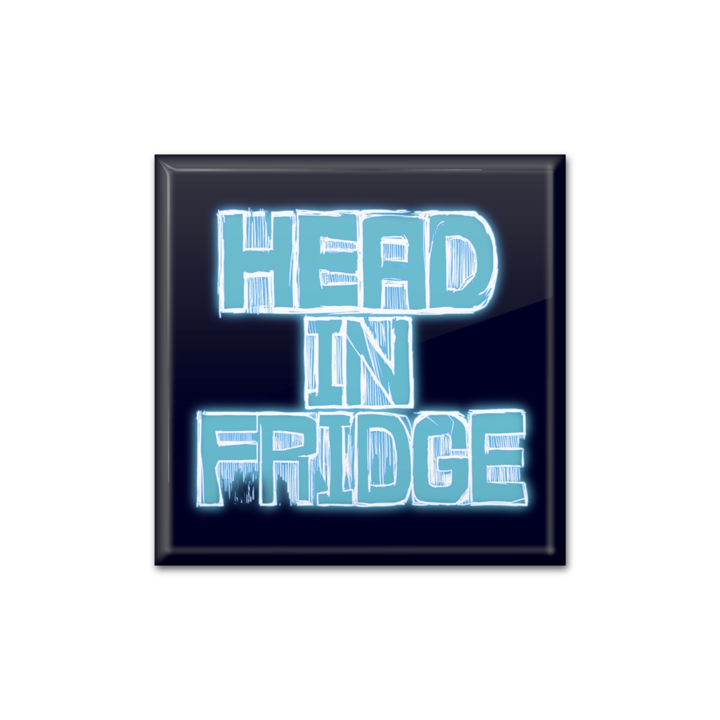 フリーゲーム「HEAD IN FRIDGE」タイトルロゴ バッチ