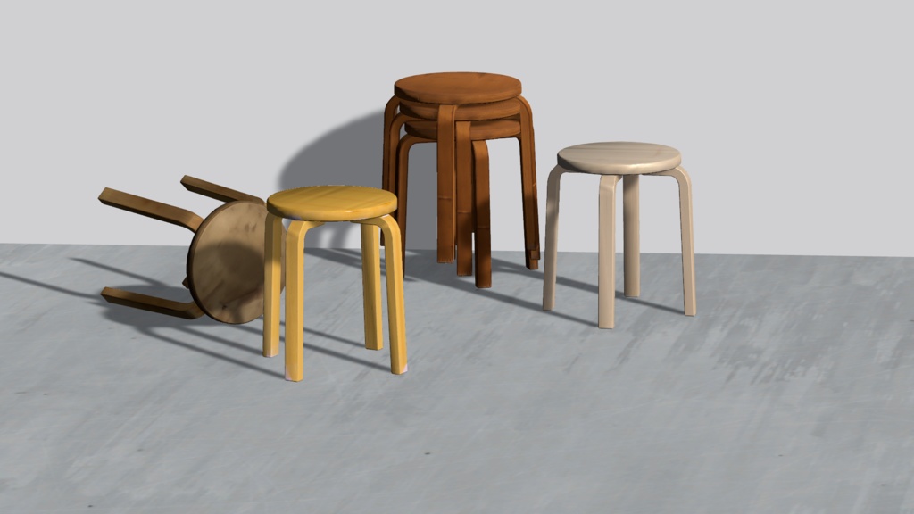 <基本無料>CH02　ウッドスツール　椅子/chair/3d/vrc想定