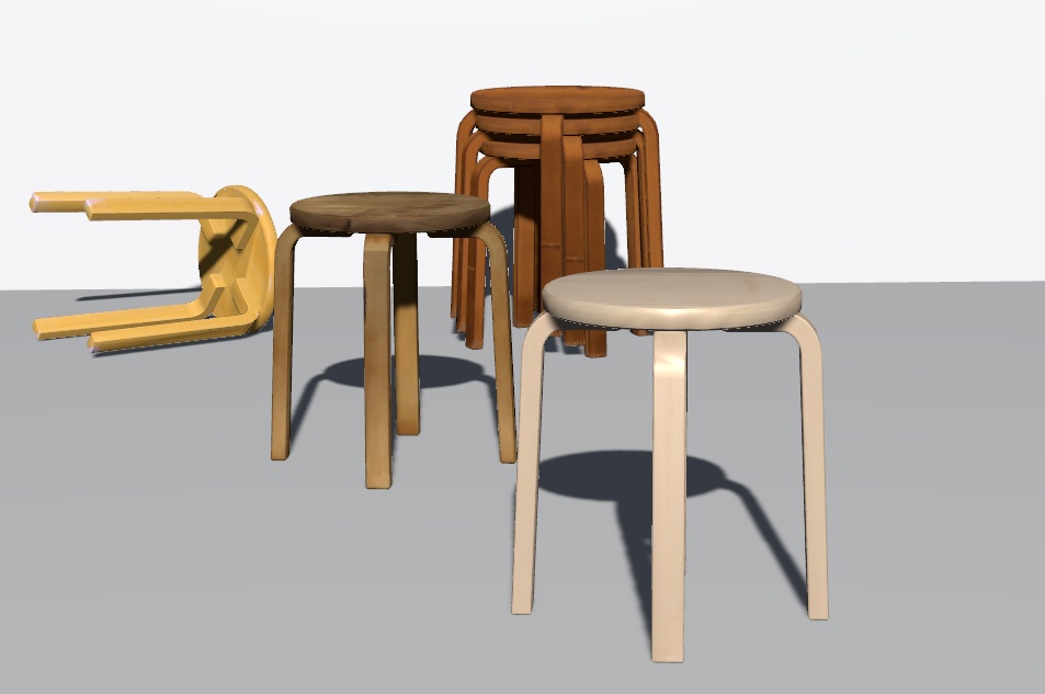 <基本無料>CH02 ウッドスツール 椅子/chair/3d/vrc想定