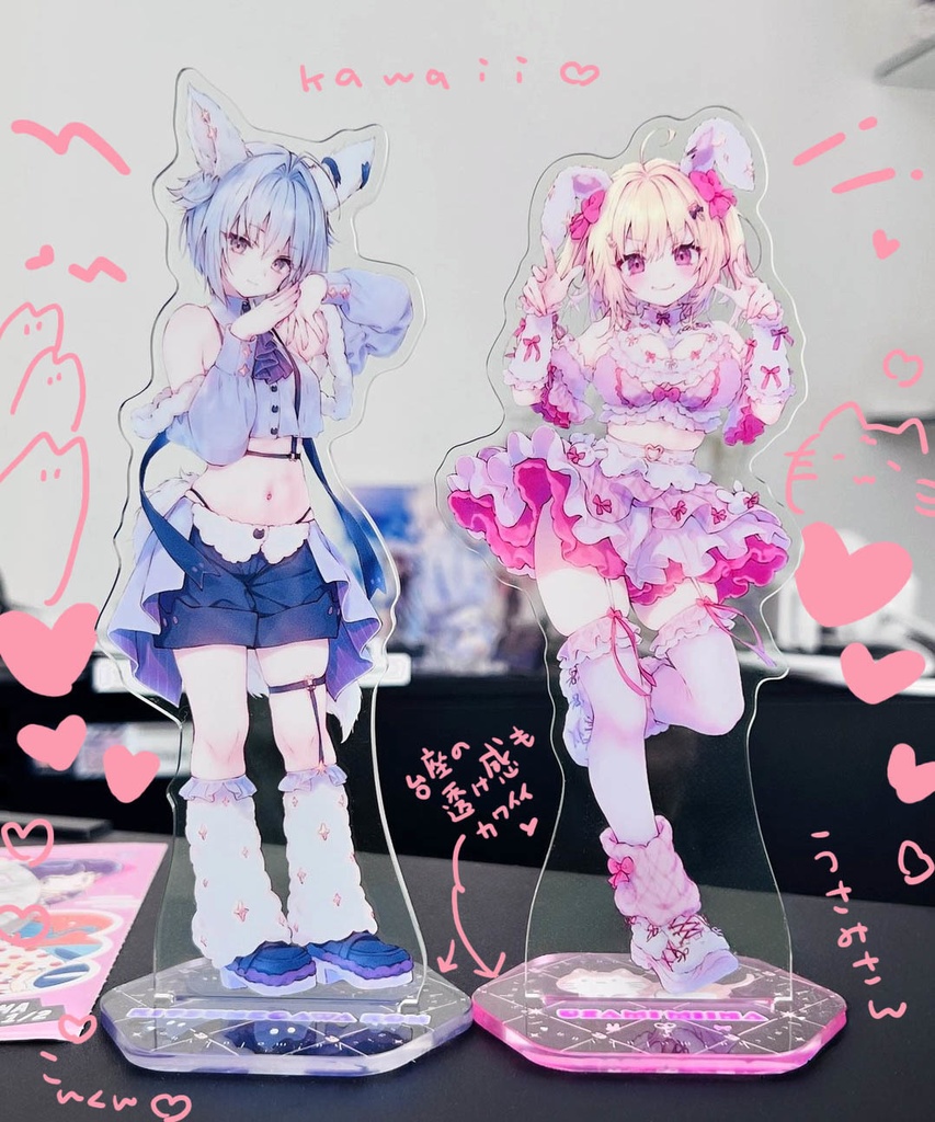 【c106260202】c107:アクリルフィギュアセットもふきゅん★宇佐美みいな&狐川紺