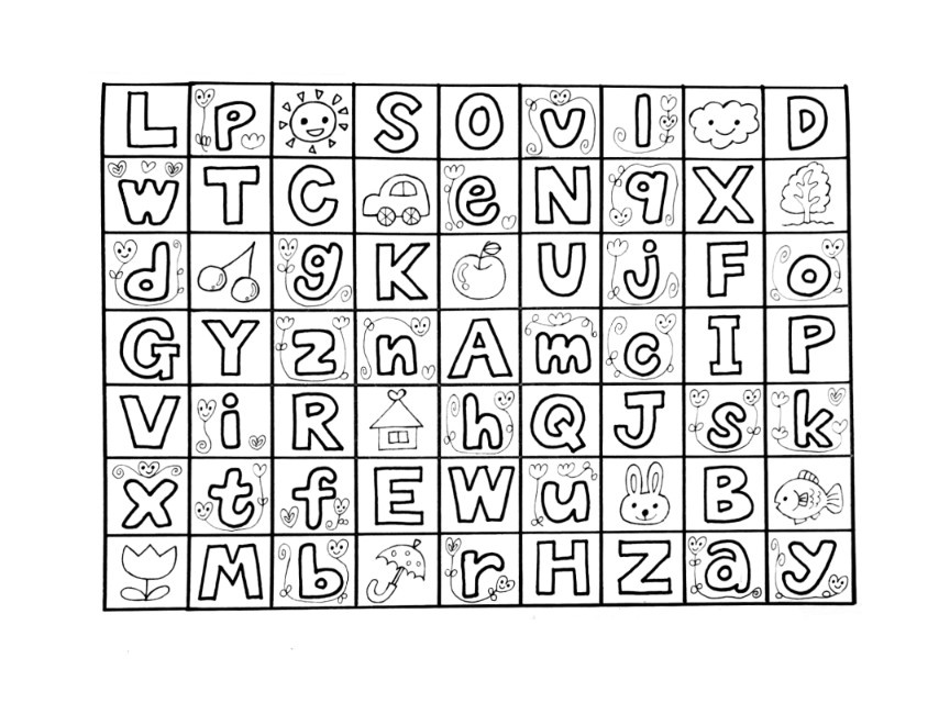 【手書き】英語可愛いイラスト大文字・小文字(背景透過)