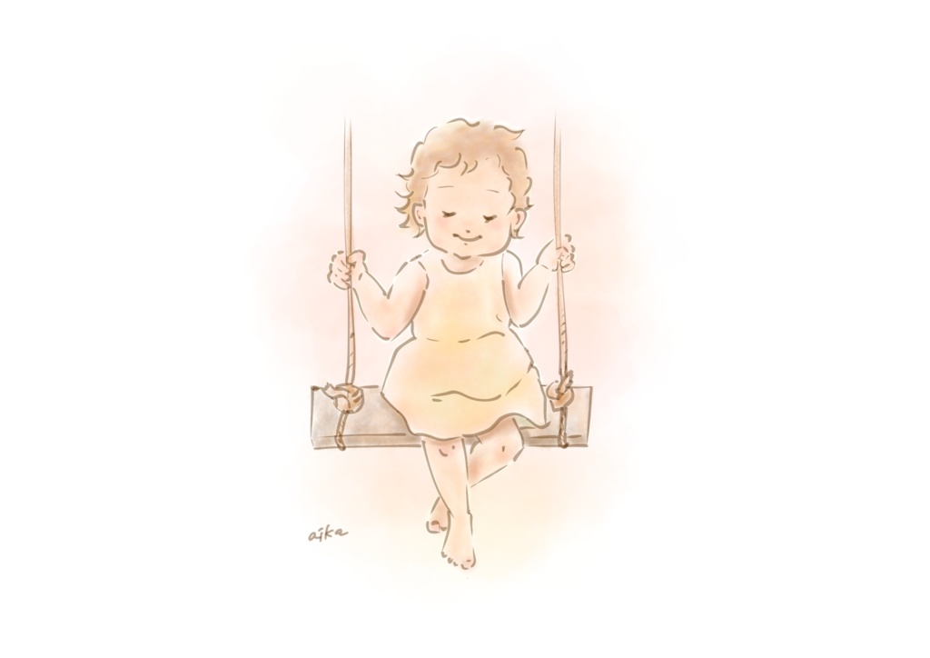 ブランコに乗る少女(キャンバス)