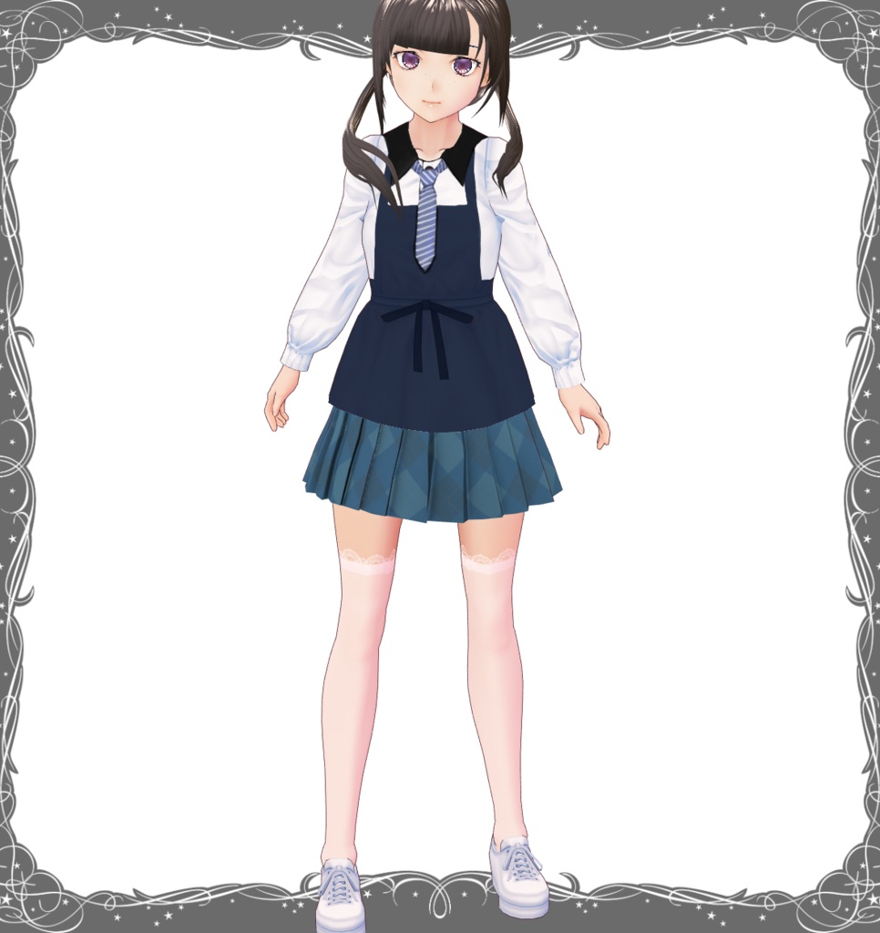 《VRoid》チェック制服スカート