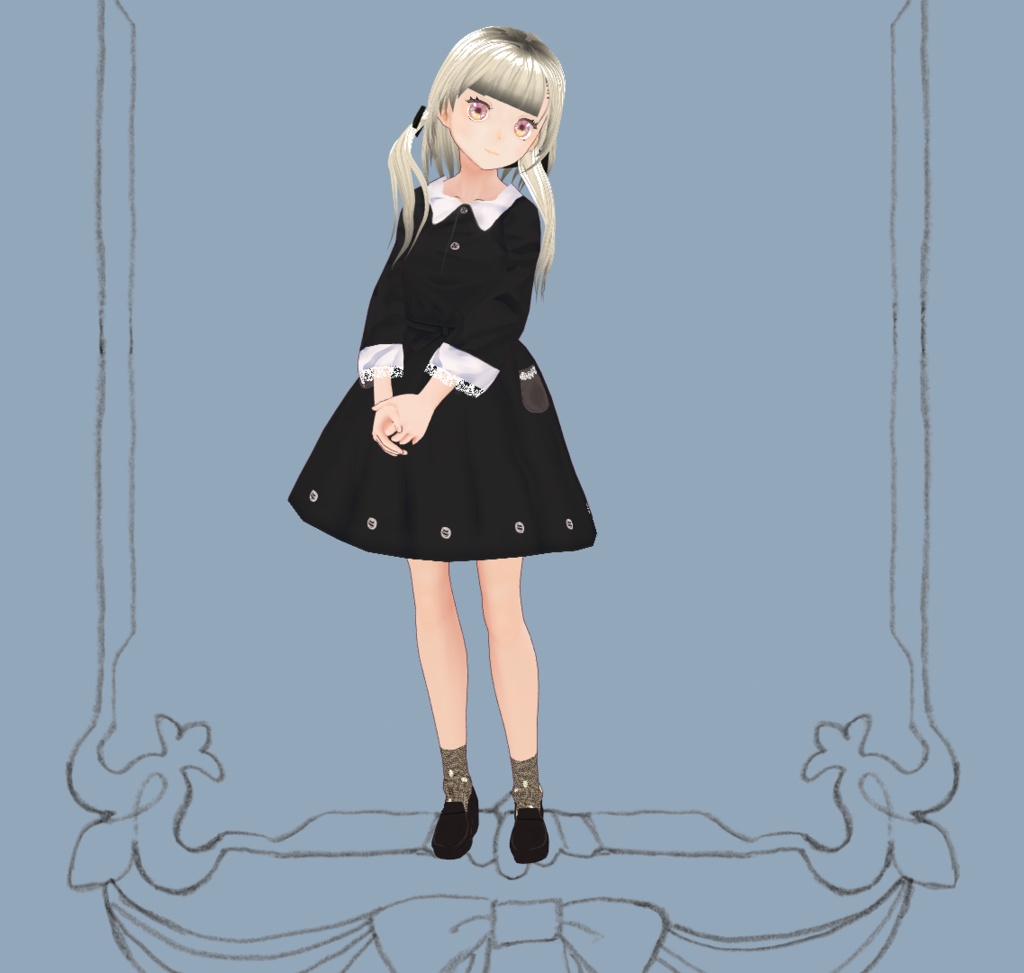 《VRoid》靴下 ライン ドット