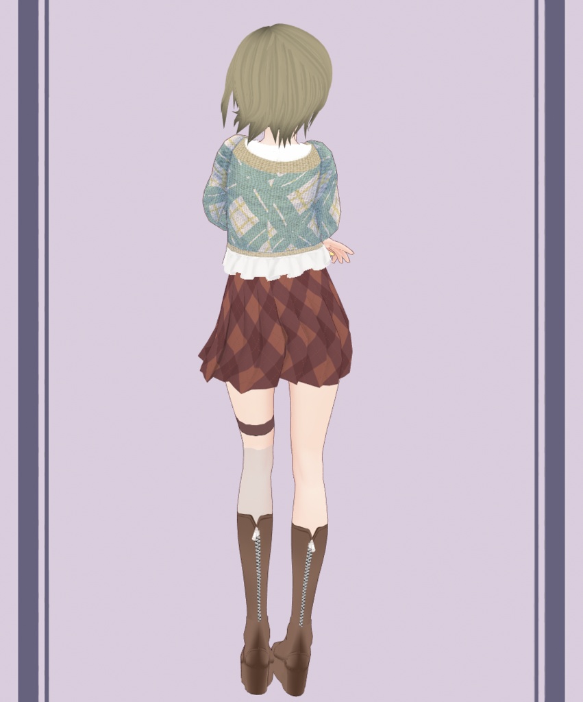 《VRoid》ニット(グリーンチェック)