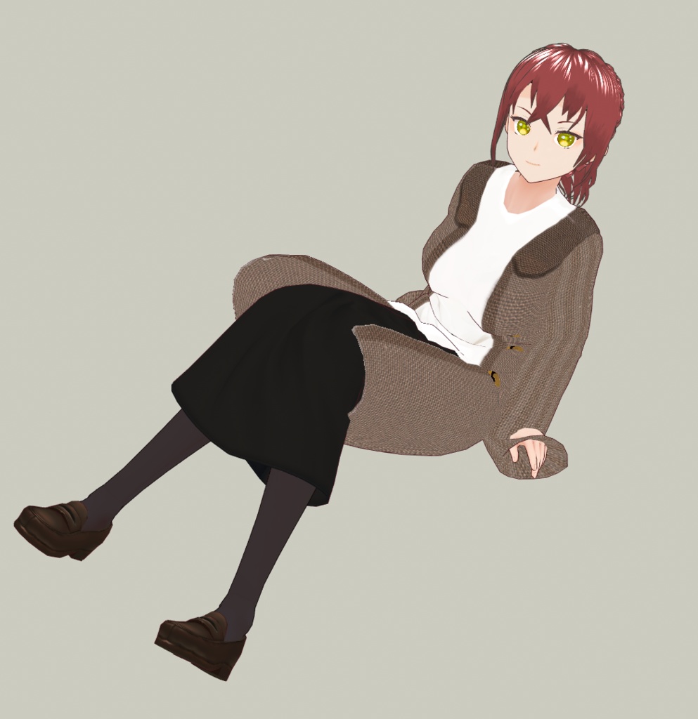 《VRoid》ニットコート&フラワーアクセサリー