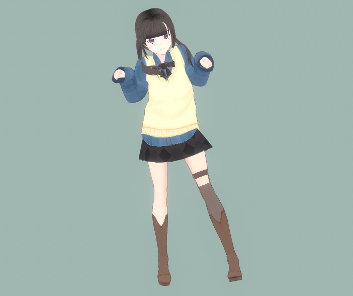 《VRoid用衣装テクスチャ》ロングシャツ&ニットベストセット