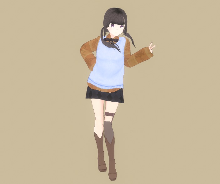 《VRoid用衣装テクスチャ》ロングシャツ&ニットベストセット