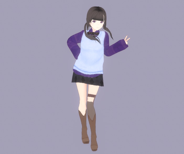 《VRoid用衣装テクスチャ》ロングシャツ&ニットベストセット