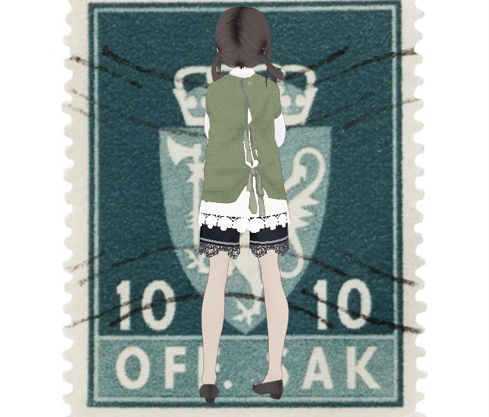 《Vroid用衣装テクスチャ》バックリボンニットベスト(シャツワンピースセット)