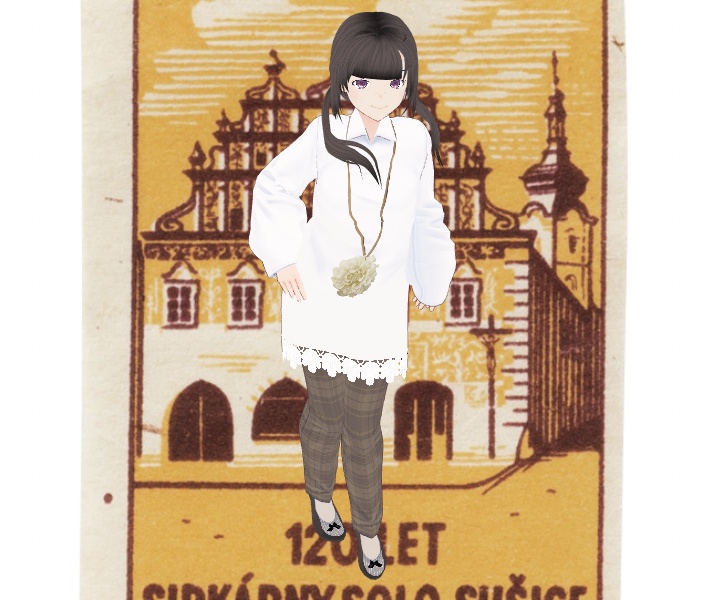 《Vroid用衣装テクスチャ》バックリボンニットベスト(シャツワンピースセット)