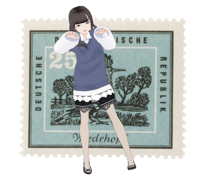 《Vroid用衣装テクスチャ》バックリボンニットベスト(シャツワンピースセット)